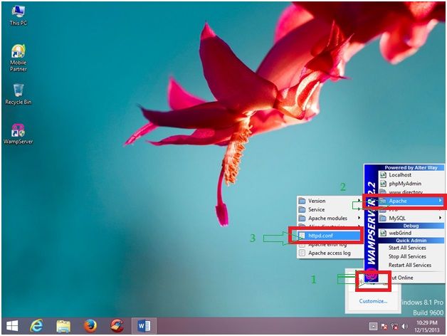 Changes in httpd conf file
